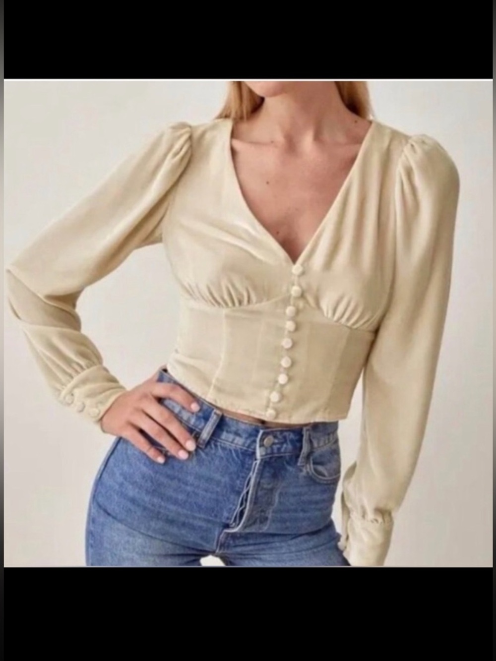 House of Harlow 1960 Revolve Velvet Corset Top Long Sleeve Blouse Open Back M